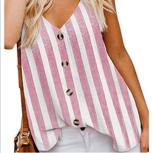 2/$10 Pink and White Striped Tank